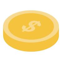 Dollar coin icon, isometric style vector