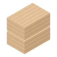 icono de caja de entrega de madera, estilo isométrico vector