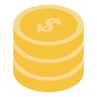 Dollar coin stack icon, isometric style vector