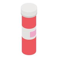Red tube of aspirin icon, isometric style