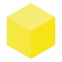 icono de cubo amarillo, estilo isométrico vector