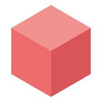 Red cube icon, isometric style vector