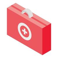 Red first aid kit icon, isometric style vector