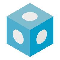 Blue cube with white dots. icon, isometric style vector