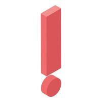 Exclamation mark icon, isometric style vector