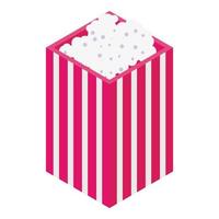 Popcorn bag icon, isometric style vector