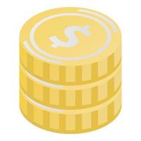 Gold coins stack icon, isometric style vector