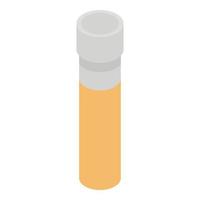 Orange test tube icon, isometric style vector