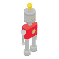robot con icono de lámpara de bombilla, estilo isométrico vector