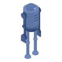 Blue robot machine icon, isometric style vector