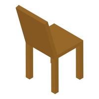 icono de silla de madera, estilo isométrico vector