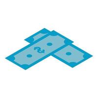 Two blue banknotes icon, isometric style vector