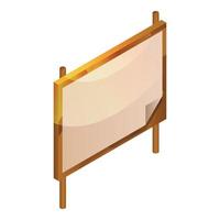 Blank wood board icon, isometric style vector