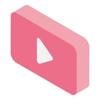 Video play button icon, isometric style vector