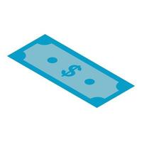 Blue dollar icon, isometric style vector