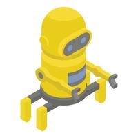 Yellow robot icon, isometric style vector