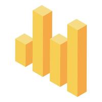 Yellow graph bar icon, isometric style vector