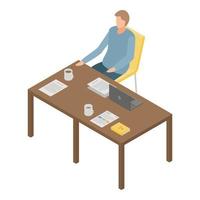 Office manager desktop icon, isometric style vector