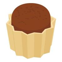 Cocoa cupcake icon, isometric style vector