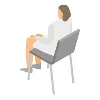 Woman doctor on chair icon, isometric style vector