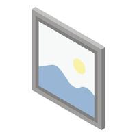 Wall picture icon, isometric style vector