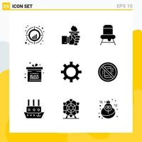 colección de 9 iconos sólidos universales conjunto de iconos para web y móvil vector