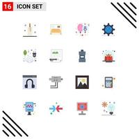 Stock Vector Icon Pack of 16 Line Signs and Symbols for web world service gear eight day Editable Pack of Creative Vector Design Elements