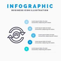 flecha actualizar recargar computación plantilla de infografía azul plantilla de icono de línea de vector de 5 pasos