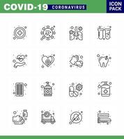 Coronavirus Awareness icon 16 Line icons icon included beat tubes anatomy test pneumonia viral coronavirus 2019nov disease Vector Design Elements