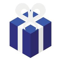 Blue gift box icon, isometric style vector