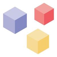 Colorful toy cubes icon, isometric style vector