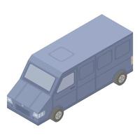 Blue delivery van icon, isometric style vector