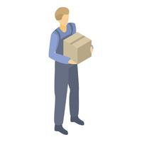 Delivery man icon, isometric style vector