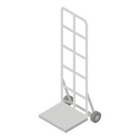 Metal warehouse cart icon, isometric style vector