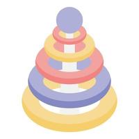 Toy ring pyramide icon, isometric style vector