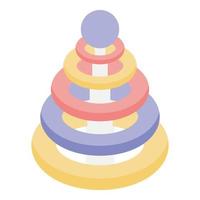 Toy ring pyramide icon, isometric style vector