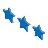 Three star record icon, isometric style vector