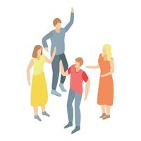 Dancing people group icon, isometric style vector