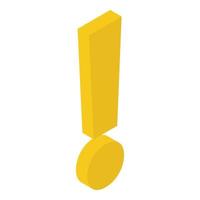 Yellow exclamation sign icon, isometric style vector