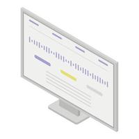 Computer lcd monitor icon, isometric style vector