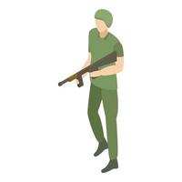 icono de soldado moderno del ejército, estilo isométrico vector