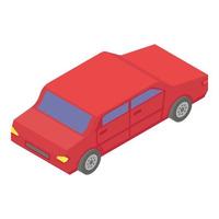 icono de coche sedán rojo, estilo isométrico vector