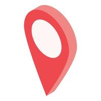 icono de pin gps rojo, estilo isométrico vector