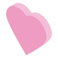 Pink heart icon, isometric style vector