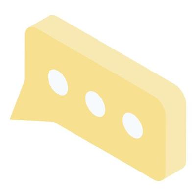 Yellow modern chat icon, isometric style