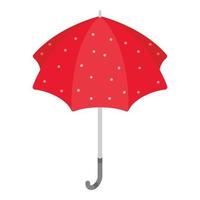 Red white dotted umbrella icon, isometric style vector