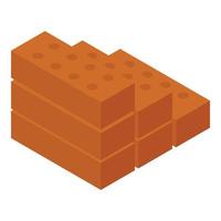 Red brick stack icon, isometric style vector