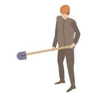 Miner with a shovel icon, isometric style vector