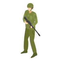 Army sniper man icon, isometric style vector