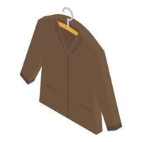 Coat on hanger icon, isometric style vector